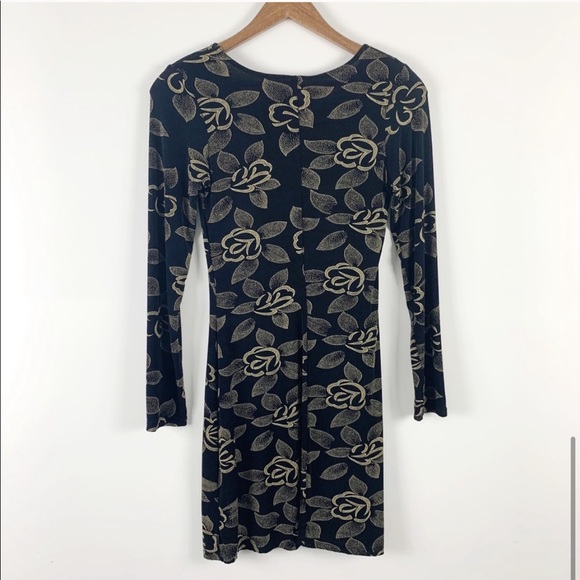 Vintage Black & Gold Floral Dress - Picture 5 of 5